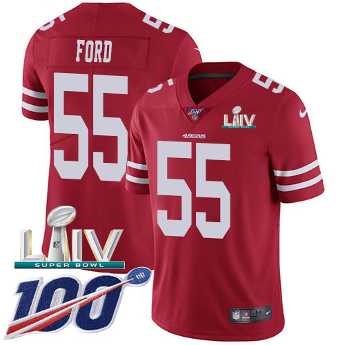 San Francisco 49ers Nike 55 Dee Ford Red Super Bowl LIV 2020 Team Color Youth Stitched NFL 100th Season Vapor Limited Jersey
